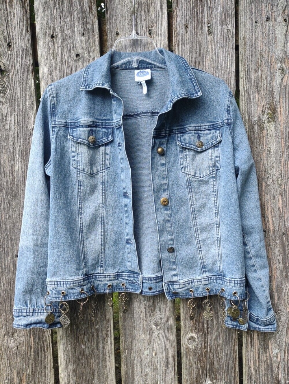 Diane Gilman DG2 Embellished Denim Jacket Sz Medium Studded With Charms